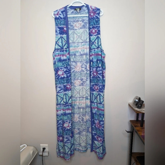 Vintage Two Piece Purple V Neck Maxi Dress Chain Back Colourful Maxi Vest 20W - Picture 5 of 13